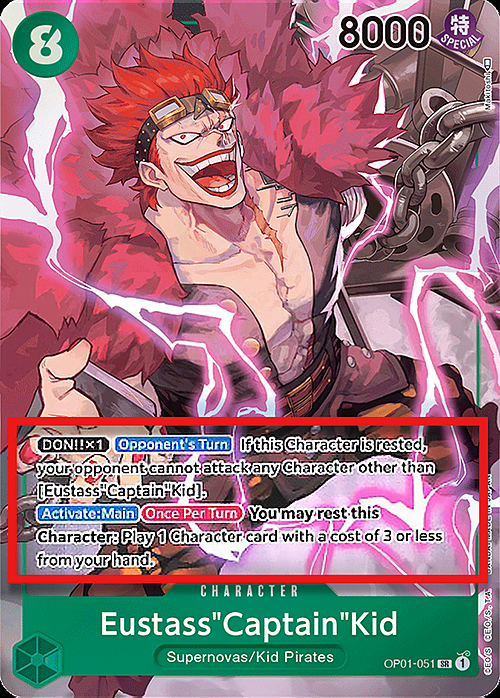 Eustass"Captain"Kid - Pre-Errata Cards (p-errata) - Alternate Art | Pre-Errata Card | Missing Text "Up to" - No. OP01-051ae