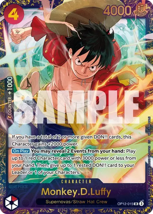 Monkey D Luffy — Store Tournaments Promos (stp) — No. OP12-015 — Ver. Promo — vTreasure Cup