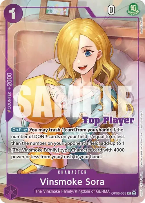 Vinsmoke Sora — Championships Promo (op-chp) — No. OP06-063t — Ver. Promo — vCS 25–26 Top Player Pack Vol.2