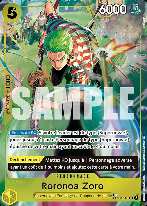 Roronoa Zoro - OP-14: The Azure Sea's Seven (op-14) - Treasure Rare | French Exclusive - No. OP12-113 - Ver. Special